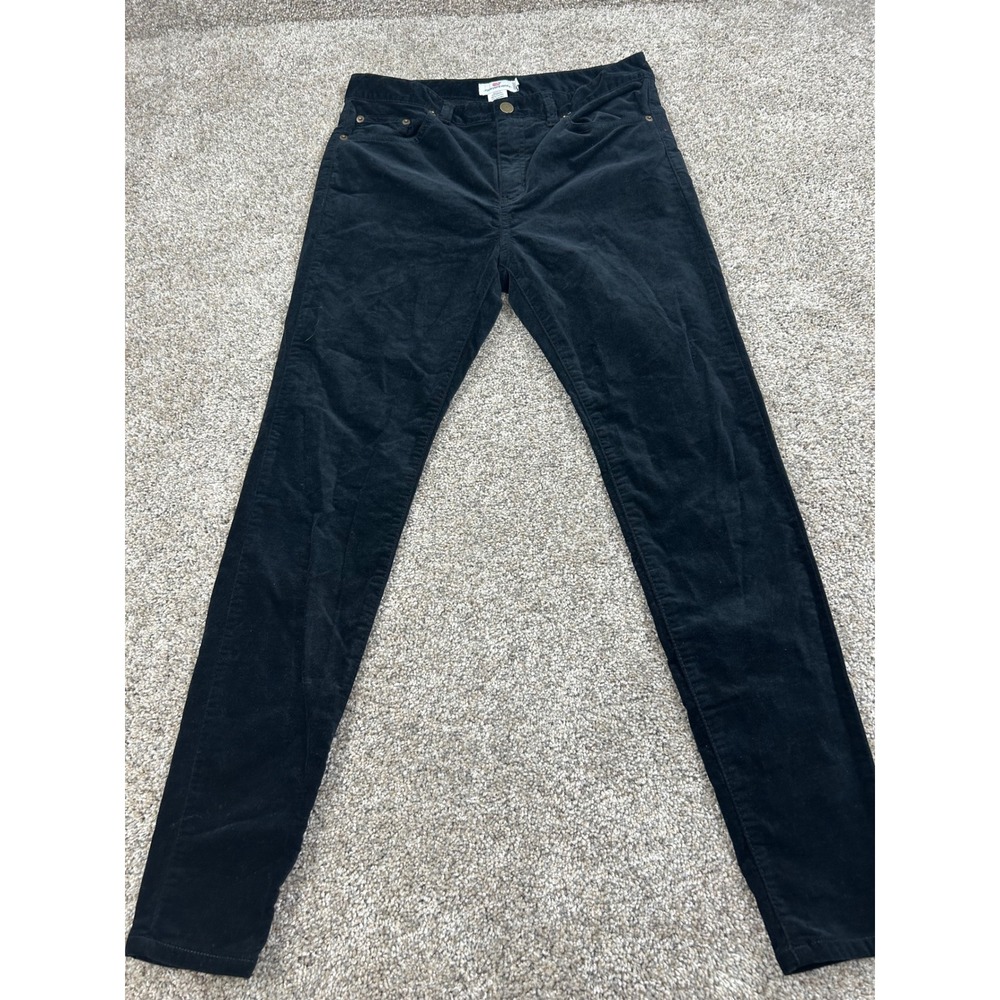 Vineyard Vines Women Black Corduroy Skinny Pants Size 6 Whale Logo Stretch #0921